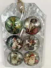 Vintage Floral Christmas St. Nicholas Santa Clause Refrigerator Magnets - 6