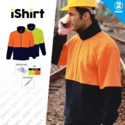 2 X HI VIS POLAR FLEECE JACKET JUMPER FULL ZIP TWO TONE WINTER SAFETY WORKWEAR