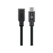 Goobay 1m Male to Female USB-C 3.1 Extension Cable Cord For Smartphones Black