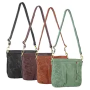 Pierre Cardin Women's Woven Leather Cross-Body Bag w/ Front Zip Pocket