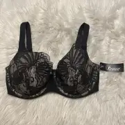 Paramour 34DDD Bra Black Tempting Plush All Over Lace Underwire 135061 NEW
