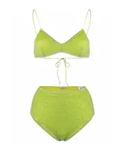 Oséree Lurex High-Waist Bikini Set Green