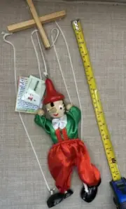 PINOCCHIO String Puppet Wood Marionette W/Strings 15" By ZAMBINASI