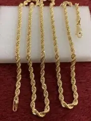 24 Inches Yellow Gold 3mm Rope Chain Lobster Lock ( Not Scrap ) Super Low