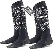 [FAYHIJUN] Ski Socks Women's Men's Children's Ski Socks 2 Pairs Merino Sports Socks Skiing Snowboard Thermal Socks for Girls Boys