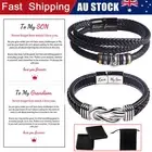 2 Styles To My Son Love You Forever Leather Braided Bracelet Wristband+Gift Card
