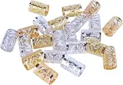 Frcolor 100pcs Mixed Dreadlocks Metal Hair Cuffs Braiding Beads Gold and Silver Hair Decoration Filigree Tube Hair Accessory