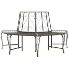 Steel Garden Half Round Tree Bench 160cm Weather Resistant Outdoor Seat Furnture