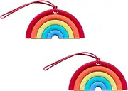 [JOYMENTHERE] Lovely Travel Luggage Name Tag, Silicone Cute Assorted Colors Luggage Tag, Suitcase Luggage Tags Business Card Holder/Trip ID Bag Tag, Outdoor Travel Necessities, Set of 2 (Rainbow, 11.8x6cm)