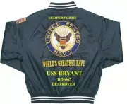 USS BRYANT DD-665 DESTROYER EMBROIDERED SATIN JACKET(BACK ONLY)