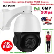 4K 8MP PoE WiFi Humanoid Tracking Outdoor Mic&Spealer 36x Zoom PTZ IP Camera US