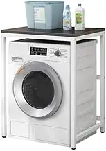 Laundry Appliances Storage Rack Stand with Dryer Unit for Washing Machine Small Size White Shelf for Bathroom Kitchen Balcony Space Saving Solution with Bracket.