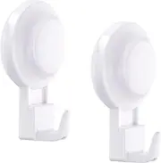 JOMOLA Suction Cup Hooks for Shower Wall Towel Suction Hooks Bathroom Heavy Duty Towel Holder Vacuum Suction Shower Hooks for Wreath Wall Hanger for Shower Door Glass Bathroom Kitchen White 2Pcs