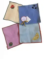 Anthropologie Pink Blue Happy Hour Cocktail Napkins Gift Set of 4