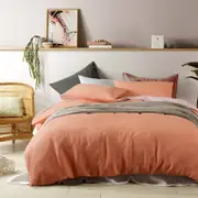 Vintage Design Homewares 100% Linen Burnt Melon Quilt Cover Set King