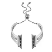 For Apple Watch 3/2/1 Generation 38mm Universal Silver Diamond Stainless Steel Bracelet Strap(Silver)