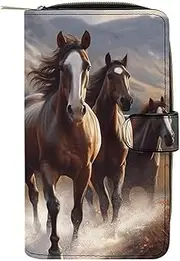 [LQWOK] Wallet, Horses Printed Wallet,travel Wallet,durable Wallet,portable Wallet,universal Wallet,leather Wallet, Horses, 19.7x11x3.5cm, Modern, Horses, 19.7x11x3.5cm, Modern