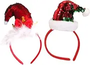 [JOINPAYA] 2pcs Xmas Themed Hair Hoops Headband with Sequins Santa Claus Hat Cute Xmas Headwears Christmas Costumes Hair Hoops Christmas Head Hat Toppers Christmas Sequin Hat Masquerade Cloth