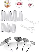 Icing Flower Tools with 7 Pcs Flower Piping Tips Set,4 Flower Nails Cake Decorating,2 Rose Flower Lifte,Create Stunning Floral Decorations