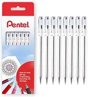 Pentel Superb Ballpoint Pen Ball Point Pens 0.7mm Nib Tip 0.25mm Line Width Fine Line Refillable Ink BK77 - Blue Ink (8)