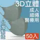 MIT台灣嚴選製造 細繩 3D立體醫療用防護口罩-成人款50入/盒 墨綠