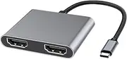 USB C to Dual HDMI Adapter OUGCYG 4K@30hz, Type C to HDMI Splitter for 2 Monitors, USB C Hub Extend Display for MacBook Air/Pro, More Laptops with Thunderbolt 3/4 Ports