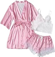 [Generic] Lingerie for Women Robe Women's Placket Silk Night Lingerie Women's Tops and Shorts Casual Print Sleepwear Nightdress Sexy Chaps for Women Lingerie Plus Size