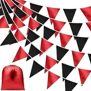 Tatuo 40 Feet Graduation Pennant Banner Triangle Flag Bunting Garland Red Black Hanging Fabric Pennants for Graduation Birthday Party Decoration Supplies