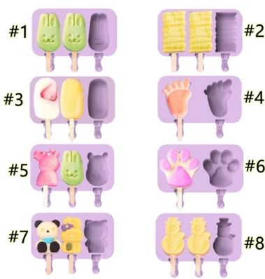 3x Silicone DIY Maker Mold Block Pole Lolly Frozen Ice Cream Popsicle Chocolate