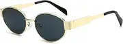 [LJCZKA] Retro Oval Sunglasses for Women Men Trendy Metal Frame Sun Glasses 90s Vintage Classic Shades UV400 Protection