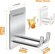 Adhesive Hooks, Stick on Stainless Steel Towel Robe Razor Wall Bathroom Hooks