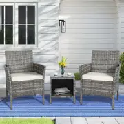 ALFORDSON 3PCS Bistro Set Outdoor Garden Wicker Beige