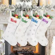 Ulico Personalized Christmas Stockings?18 Large Snowy White Faux Fur Plush Hangi