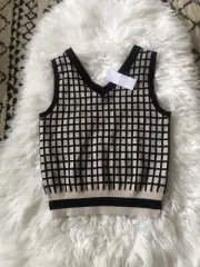 Fitz and Eddi Buckle Womens Small Checkered Crop Top Sleeveless Vest. New. C7