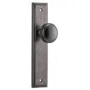 Paddington Knob Stepped Backplate Distressed Nickel