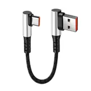 Short USB to Type C Fast Charging Cable with 90 Degree Elbow Data Cord for Smartphones and Tablets 0.25m double elbow