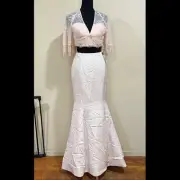 Sherri Hill 50877 blush Two piece mermaid lace bell mikado skirt gown NEW 2