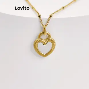 Lovito 女士休閒心型防過敏 18K 金項鍊 L66AD019 (金色)