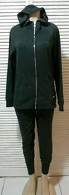 VICTORIA'S SECRET HOODIE SEQUINED SPLIT HEART & FLEECE CROP PANT SET LARGE