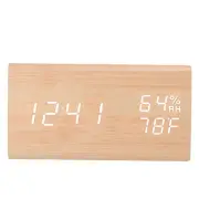 Digital Wooden Clock Time Date Temperature Humidity Alarm Voice Control Clock