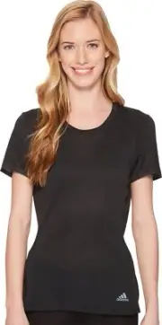 adidas Womens Juniors Short Sleeve Athletic Exercise T Shirt, Black, XS