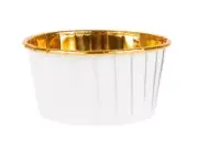 Large Pleated Baking Cups – White & Gold Paper Foil Disposable Liners 320pcs