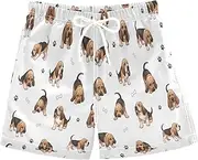 [RPLIFE] Kids Swim Shorts, Anti Chafe Swim Trunks Boys 2 T, Cute Dogs Paw Prints White