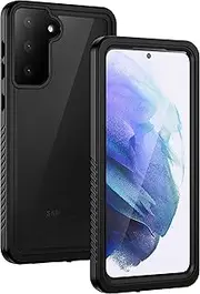 [Lanhiem] Samsung Galaxy S21 Case, IP68 Waterproof Dustproof Shockproof Case with Built-in Screen Protector, Full Body Heavy Duty Protective Clear Cover for Galaxy S21 5G 6.2 Inch, Black