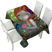 Fantasy Girl Butterfly Frog Daydreams and Frogs Tablecloth