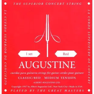 【Augustine 奧古斯汀】Classic Red 奧古斯丁 經典紅 中張 古典吉他弦(原廠公司貨 商品保固有保障)