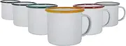 Argon Tableware Enamel Mugs - 375ml - Pack of 6 - Multicoloured Metal Insulated Coloured Coffee Mugs Lightweight Camping Cups for Drinking Tea, Hot Chocolate, Coffee