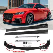 For AUDI A3 A4 A5 A6 A7 Gloss Black Front Bumper Lip + Side Skirts + Strut Rods (for: Audi)