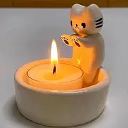 Cat Candle Holder - Cartoon Kitten Warming Paws Tea Light Holder for Home Decor for Cat Lovers