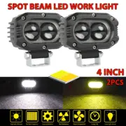 Pair 4" LED Work Light Bar Amber White Spot Pods For Polaris RZR XP 900 800 1000